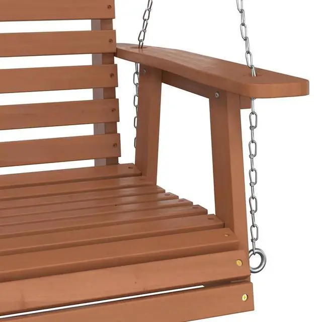 Alt view image 7 of 7 - vidaXL Garden Swing Chair Brown Solid fir wood, galvanized iron