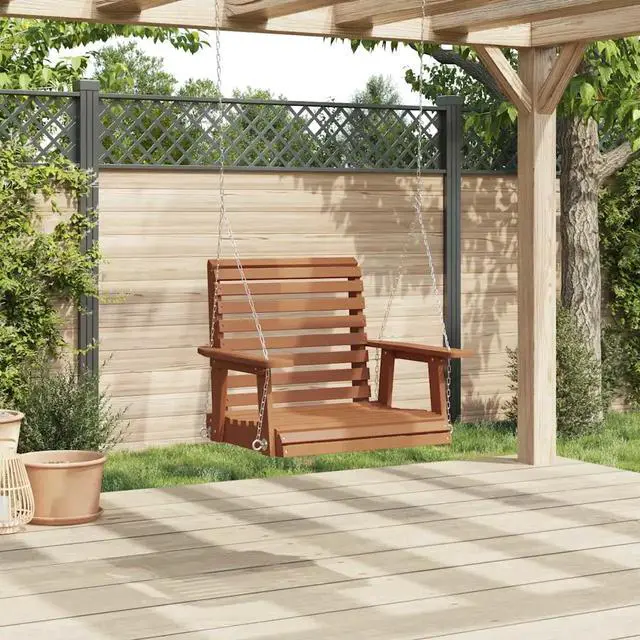 Alt view image 3 of 7 - vidaXL Garden Swing Chair Brown Solid fir wood, galvanized iron