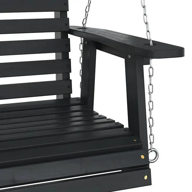 Alt view image 7 of 7 - vidaXL Garden Swing Chair Black Solid fir wood Single Comfy