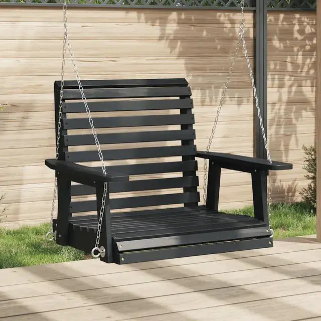 Main image of vidaXL Garden Swing Chair Black Solid fir wood Single Comfy