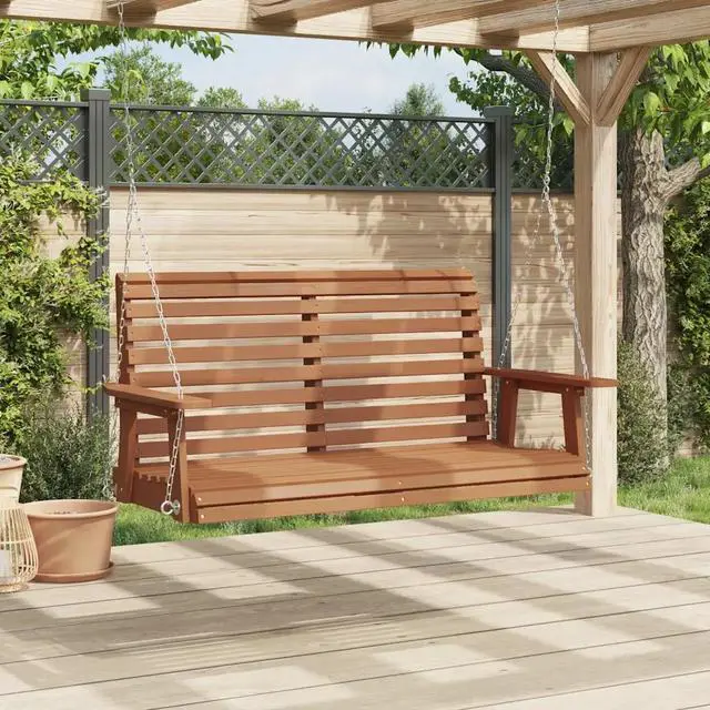 Alt view image 3 of 7 - vidaXL Garden Swing Bench Brown Solid Fir Wood Standard Ergonomic