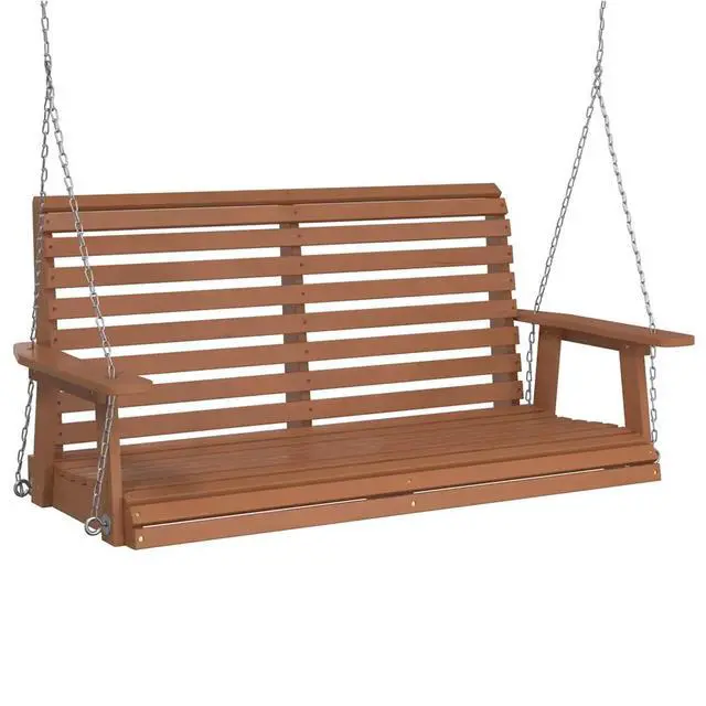 Alt view image 2 of 7 - vidaXL Garden Swing Bench Brown Solid Fir Wood Standard Ergonomic
