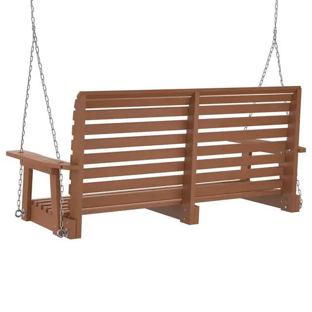 Alt view image 6 of 7 - vidaXL Garden Swing Bench Brown Solid Fir Wood Standard Ergonomic