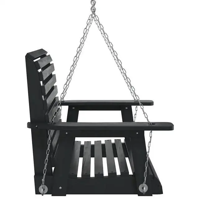 Alt view image 5 of 7 - vidaXL Garden Swing Chair Black Solid fir wood Single Comfy