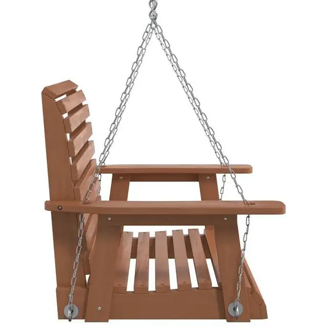 Alt view image 5 of 7 - vidaXL Garden Swing Chair Brown Solid fir wood, galvanized iron