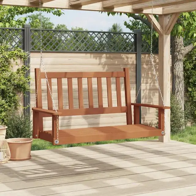 Alt view image 3 of 7 - vidaXL Garden Swing Bench Brown Solid fir wood 2-seater