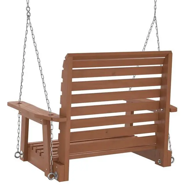 Alt view image 6 of 7 - vidaXL Garden Swing Chair Brown Solid fir wood, galvanized iron
