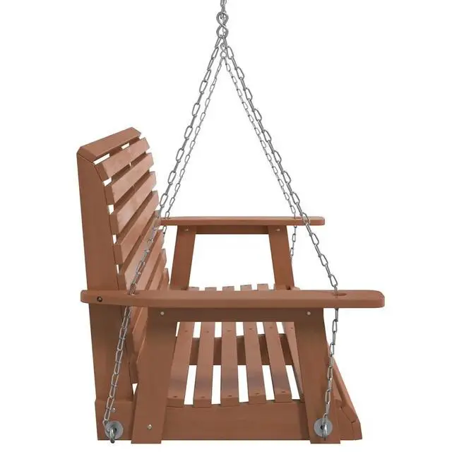 Alt view image 5 of 7 - vidaXL Garden Swing Bench Brown Solid Fir Wood Standard Ergonomic