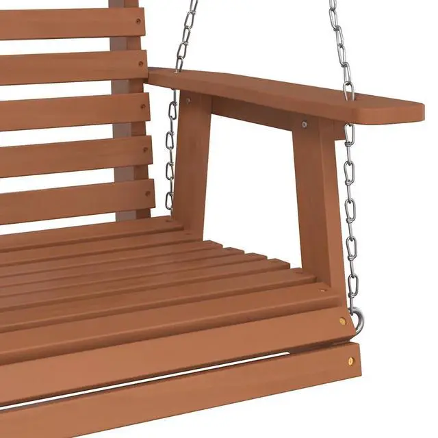 Alt view image 7 of 7 - vidaXL Garden Swing Bench Brown Solid Fir Wood Standard Ergonomic