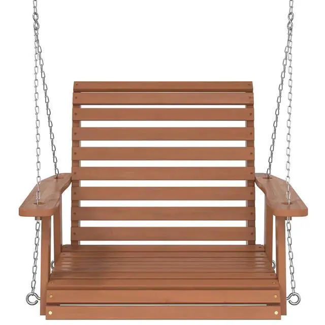 Alt view image 4 of 7 - vidaXL Garden Swing Chair Brown Solid fir wood, galvanized iron