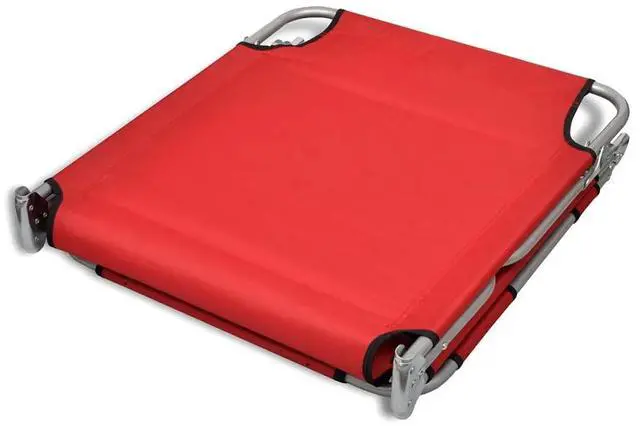 Alt view image 9 of 10 - vidaXL Folding Sun Lounger with Head Cushion Powder-coated Steel Red