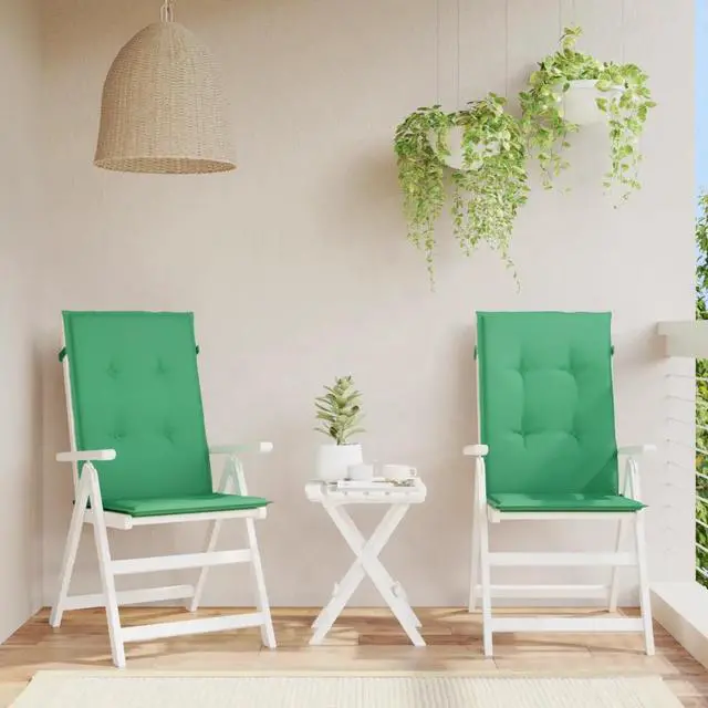 Alt view image 16 of 18 - vidaXL Chair Cushion 2 Pcs Outdoor Garden High Back Chair Cushion Green Fabric