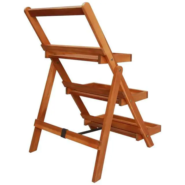 Alt view image 11 of 12 - vidaXL 3-Tier Plant Stand 19.7"x24.8"x31.5" Solid Acacia Wood