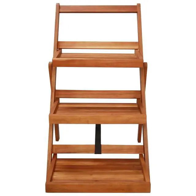 Alt view image 9 of 12 - vidaXL 3-Tier Plant Stand 19.7"x24.8"x31.5" Solid Acacia Wood