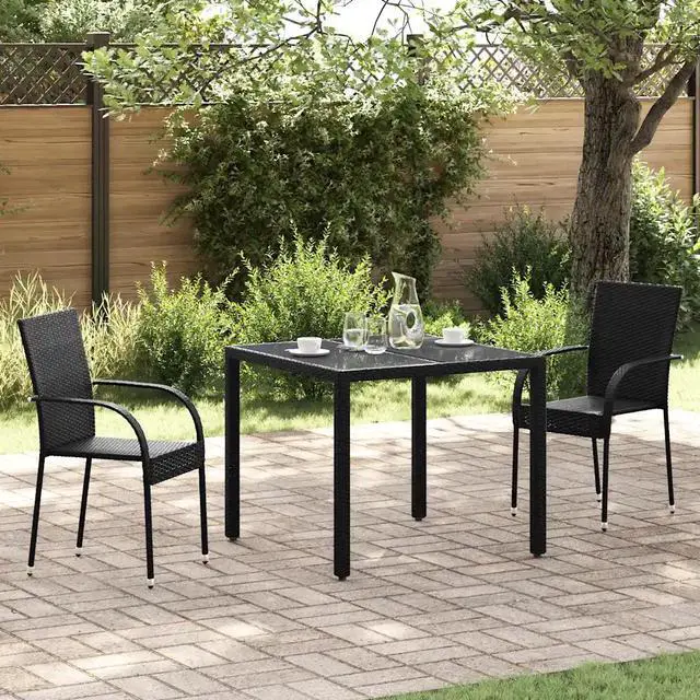 Alt view image 8 of 14 - vidaXL Stackable Outdoor Chairs 2 pcs Poly Rattan Black