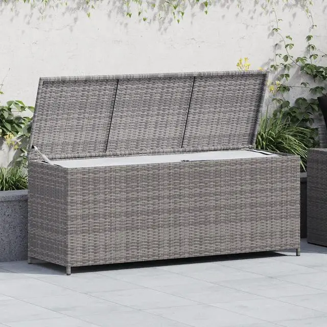 Alt view image 13 of 17 - vidaXL Outdoor Storage Box Deck Box with Lid Patio Cabinet Storage Chest Gray