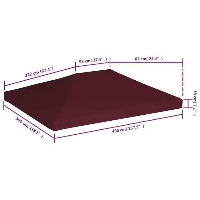 Alt view image 10 of 10 - vidaXL Gazebo Top Cover 9.1 oz/yd 9.8'x13.1' Bordeaux