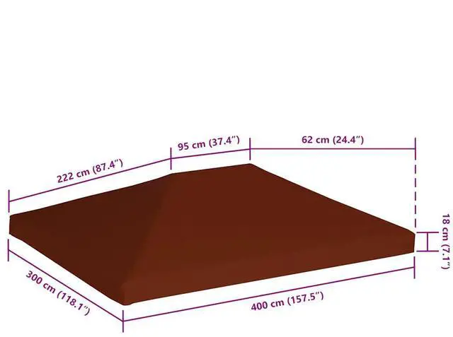 Alt view image 10 of 10 - vidaXL Gazebo Top Cover 9.1 oz/yd 9.8'x13.1' Terracota