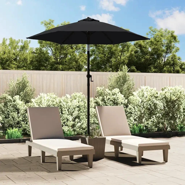 Alt view image 11 of 12 - vidaXL Parasol Black 78.7"x83.1" Aluminum