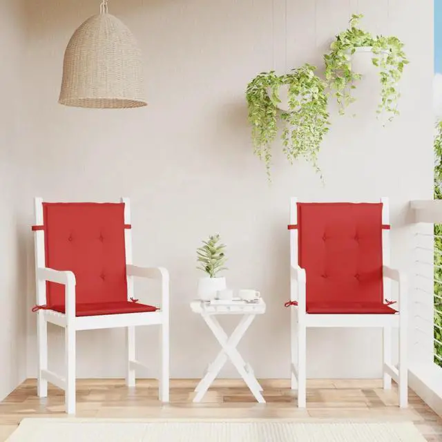 Alt view image 15 of 19 - vidaXL Chair Cushion 2 Pcs Outdoor Patio Chair Cushion Pad Red Oxford Fabric