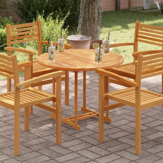 Alt view image 10 of 11 - vidaXL Table Top Solid Teak Wood Round 1" 35.4"