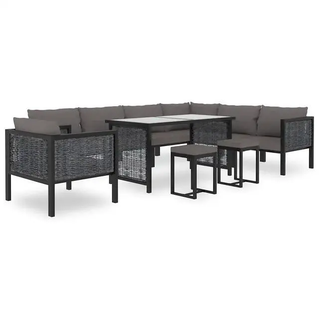 Alt view image 10 of 10 - vidaXL Sectional Corner Sofa with Left Armrest Poly Rattan Anthracite