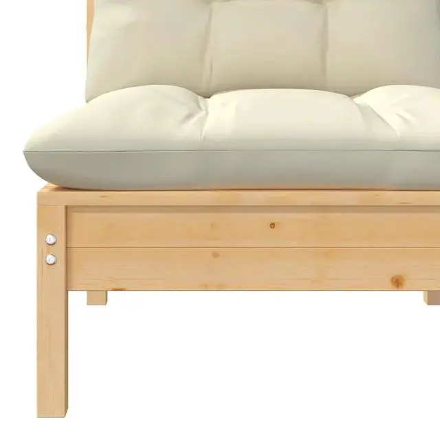 Alt view image 9 of 11 - vidaXL 2-Seater Patio Sofa with Cream Cushions Solid Pinewood
