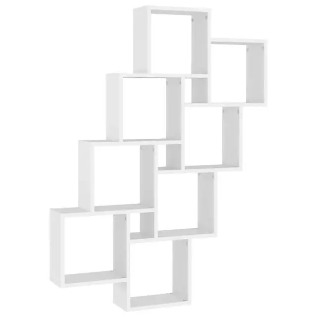 Alt view image 8 of 12 - vidaXL Wall Cube Shelf White 35.4"x5.9"x46.9" Chipboard
