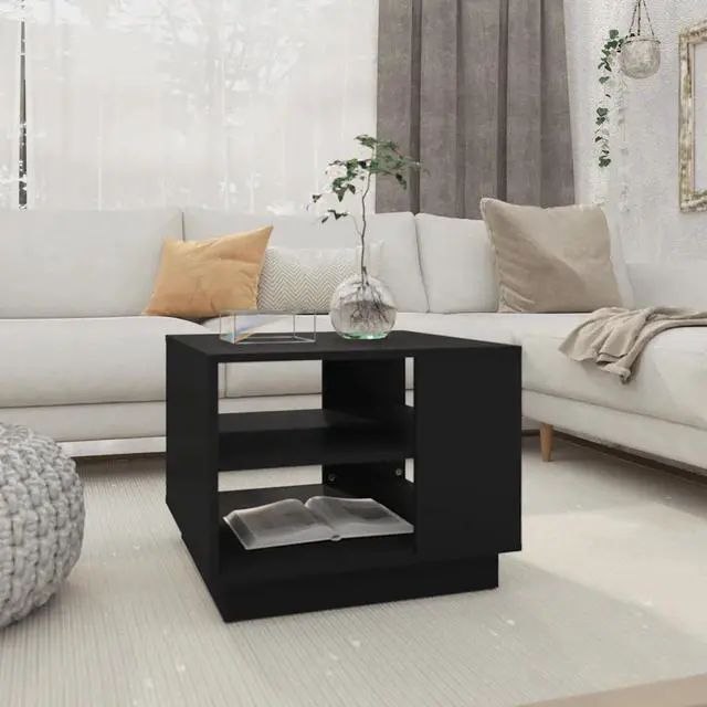 Alt view image 7 of 13 - vidaXL Coffee Table Black 21.7"x21.7"x21.7" Chipboard
