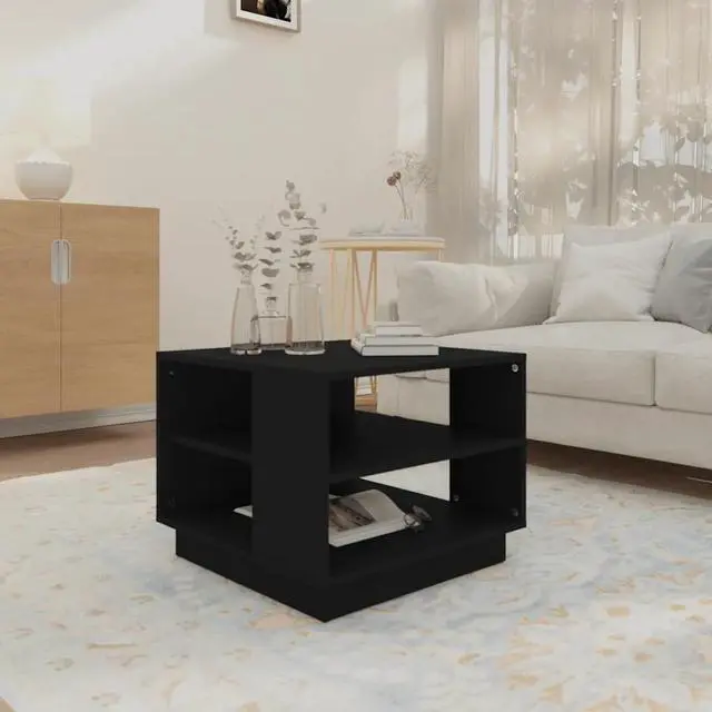 Alt view image 9 of 13 - vidaXL Coffee Table Black 21.7"x21.7"x21.7" Chipboard