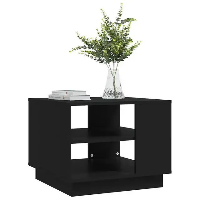 Alt view image 12 of 13 - vidaXL Coffee Table Black 21.7"x21.7"x21.7" Chipboard