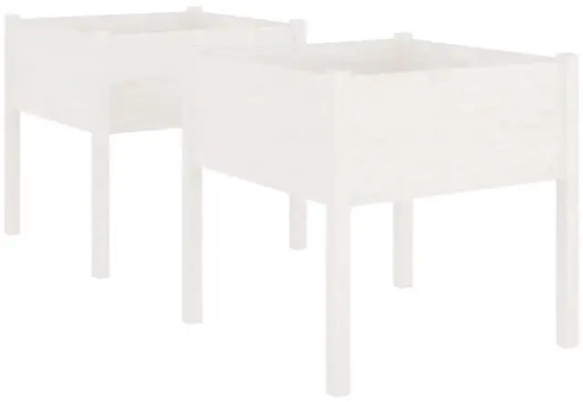 Alt view image 2 of 7 - vidaXL Garden Planters 2 pcs White 27.6"x27.6"x27.6" Solid Wood Pine