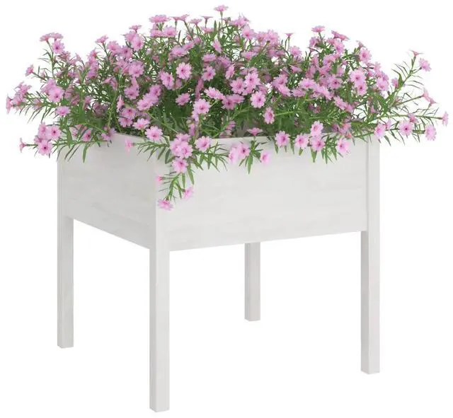 Alt view image 3 of 7 - vidaXL Garden Planters 2 pcs White 27.6"x27.6"x27.6" Solid Wood Pine