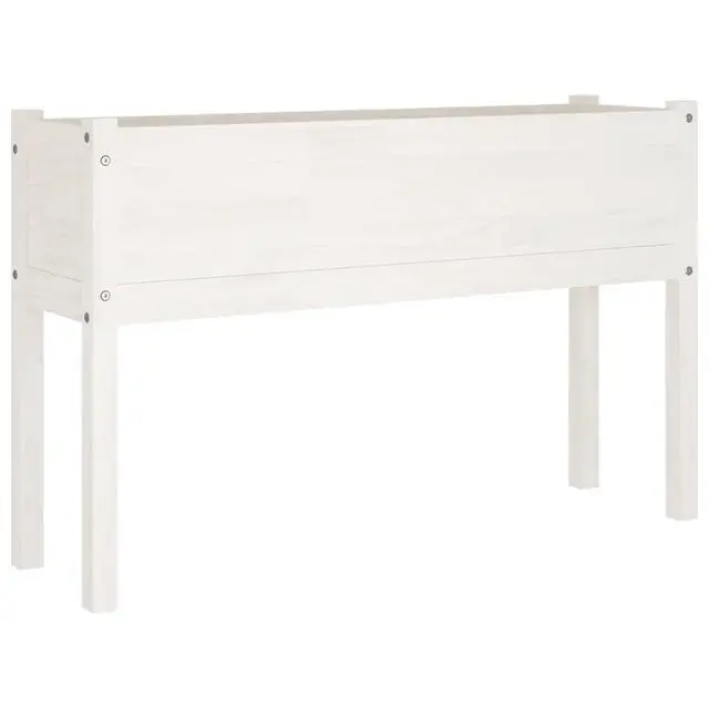 Alt view image 4 of 7 - vidaXL Garden Planters 2 pcs White 43.3"x12.2"x27.6" Solid Wood Pine