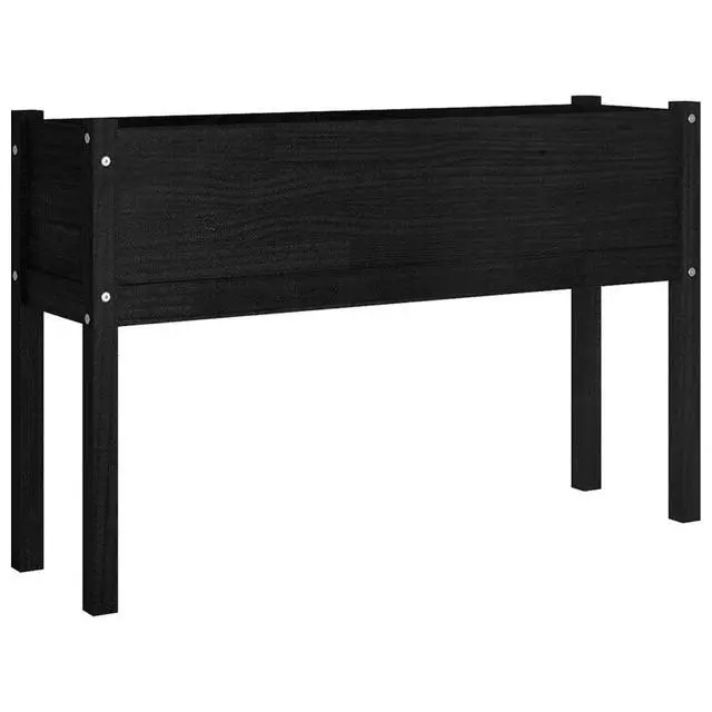 Alt view image 3 of 7 - vidaXL Garden Planters 2 pcs Black 43.3"x12.2"x27.6" Solid Wood Pine