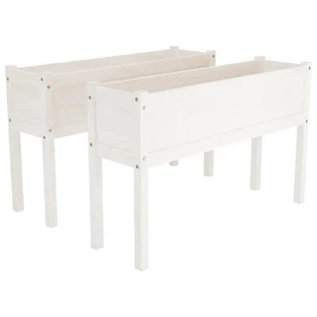 Alt view image 2 of 7 - vidaXL Garden Planters 2 pcs White 43.3"x12.2"x27.6" Solid Wood Pine