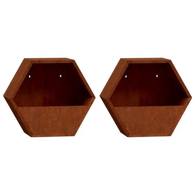 Alt view image 2 of 7 - vidaXL Wall Planter Set of 2 Rusty Corten Steel Medium