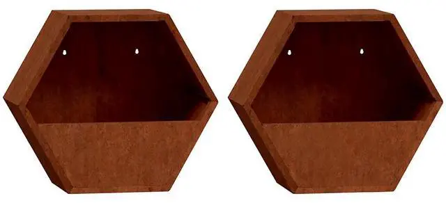 Alt view image 2 of 7 - vidaXL Wall Planter Set of 2 Rusty Corten Steel Medium