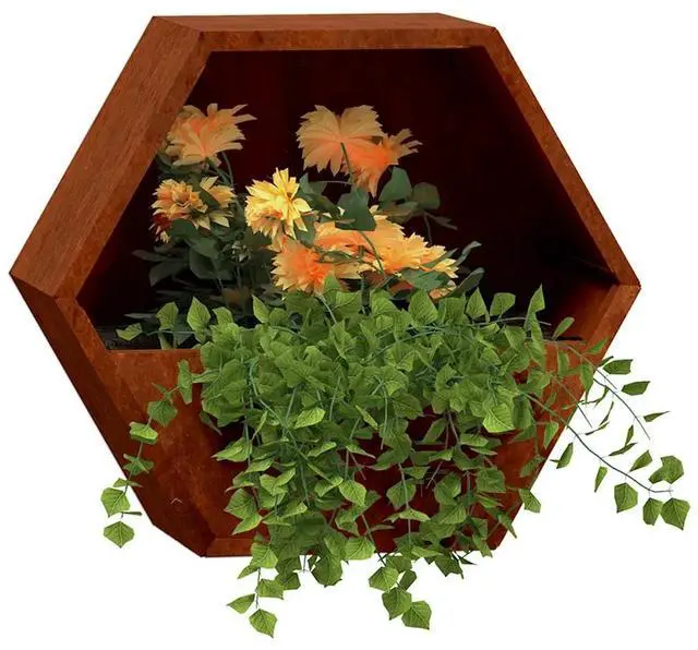 Alt view image 3 of 7 - vidaXL Wall Planter Set of 2 Rusty Corten Steel Medium