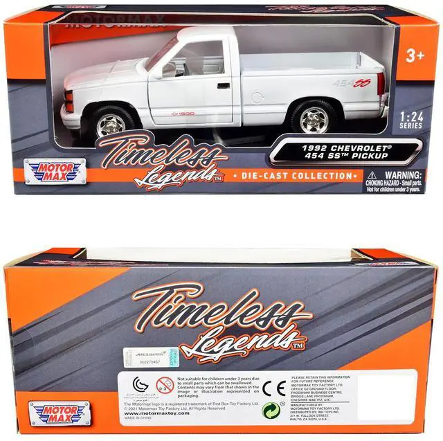 Alt view image 11 of 11 - 1992 Chevrolet 454 SS Pickup Truck White 1/24 Diecast Model Car by Motormax