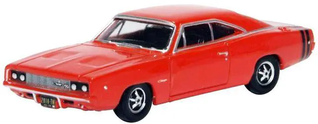 Alt view image 6 of 7 - 1968 Dodge Charger Bright Red with Black Stripes 1/87 (HO) Scale Diecast Model Car by Oxford Diecast