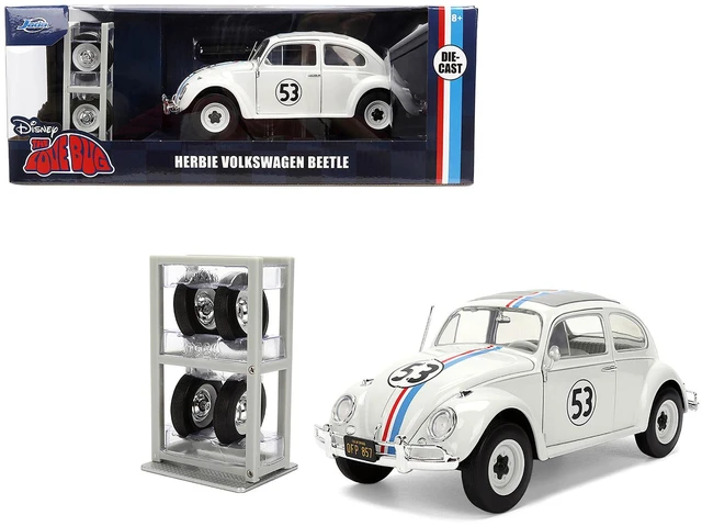 Alt view image 7 of 12 - Volkswagen Beetle #53 "Herbie" White with Stripes "The Love Bug" (1968) Movie with Extra Wheels 1/24 Diecast Model Car by Jada