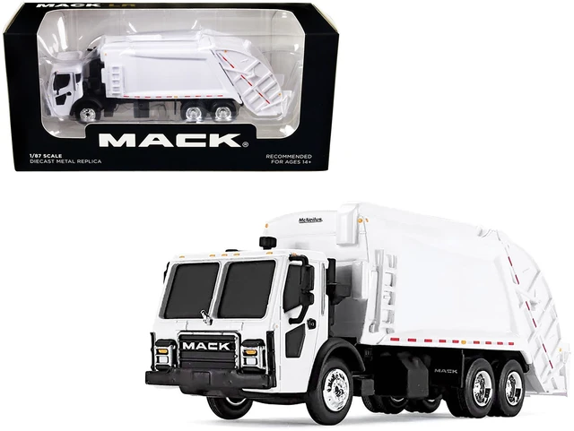 Main image of Mack LR with McNeilus Rear Load Refuse Body White 1/87 (HO) Diecast Model by First Gear