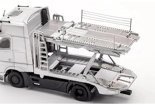 Alt view image 2 of 5 - Mercedes-Benz Actros Auto Transporter White 1/64 Diecast Model by GCD