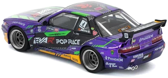 Alt view image 5 of 5 - Pandem S13 RHD (Right Hand Drive) "EVA RT Test Type-01" Purple Metallic with Graphics 1/64 Diecast Model Car by Pop Race