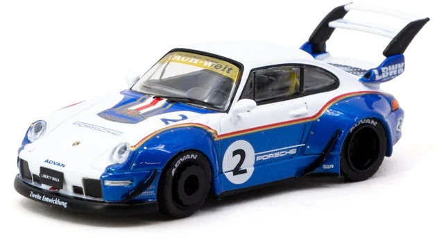 Alt view image 2 of 4 - RWB 993 #2 "Liberty Walk" White and Blue Metallic with Container Packaging "Hobby64" Series 1/64 Diecast Model Car by Tarmac Works