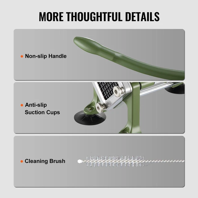 Alt view image 13 of 14 - VEVOR French Fry Cutter Stainless Steel Potato Vegetable Slicer Chopper w/ Blade