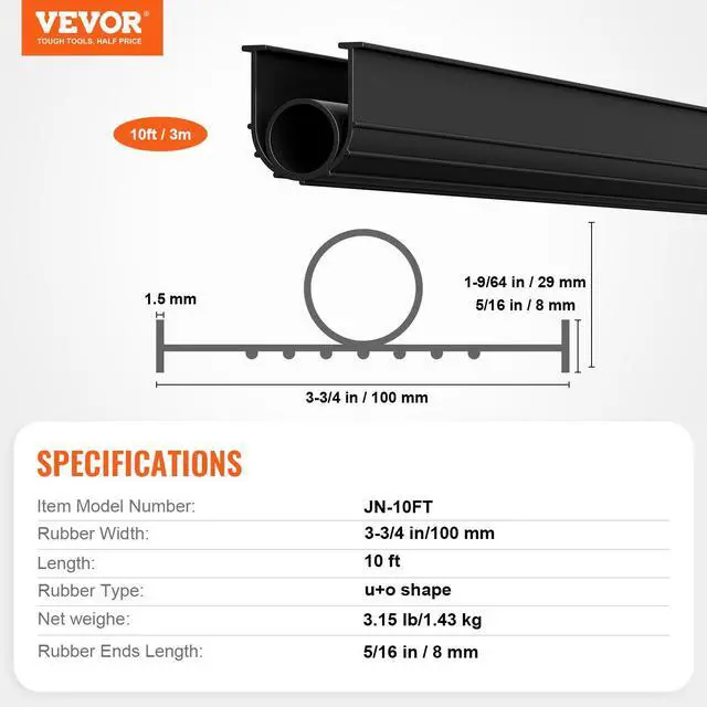 Alt view image 14 of 14 - Garage Door Threshold and Bottom Seals Kit, 10 FT U Shape+O Ring Universal Garage Door Bottom Seal Weatherstrip PVC, Combine with Weatherproof Garage Threshold Seal Strip with Adhesive, Black