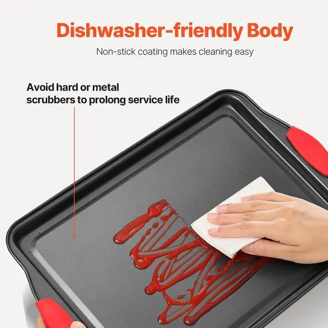 Alt view image 11 of 14 - Baking Pans Set, 6-Piece, Nonstick Carbon Steel Cookware Sheets & Trays, Stackable Kitchen Oven Bakeware Cooking Sets with Silicone Handles, Easy to Clean, for Baking Cookie Cake Muffin Bread