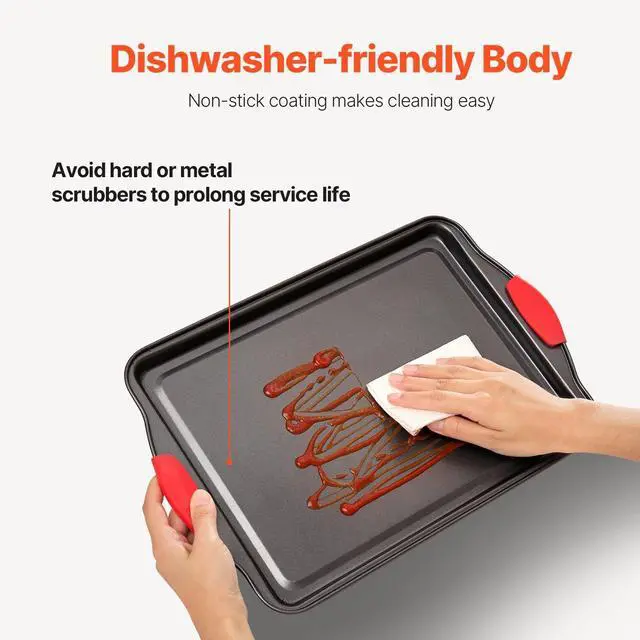 Alt view image 11 of 15 - Baking Pans Set, 3-Piece, Nonstick Carbon Steel Cookware Sheets & Trays, Stackable Kitchen Oven Bakeware Cooking Sets with Silicone Handles, Easy to Clean, for Baking Cookie Cake Muffin Bread
